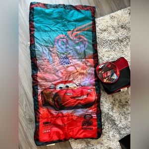 DISNEY PIXAR CARS Lightning McQueen Red Sleeping Bag ~ Kids Size EUC